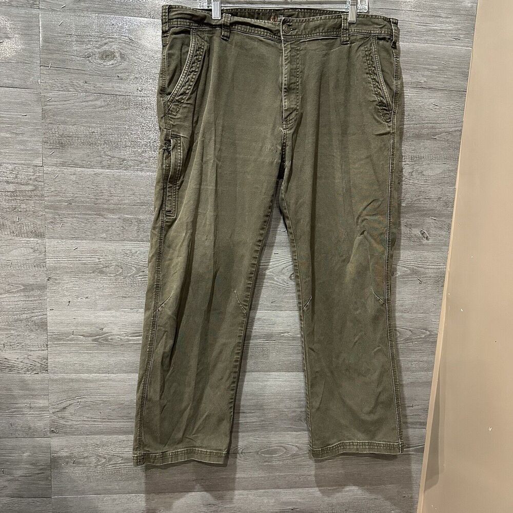 The American Outdoorsman Men Green Pants Sz 40x30 Hiking Workwear Faded